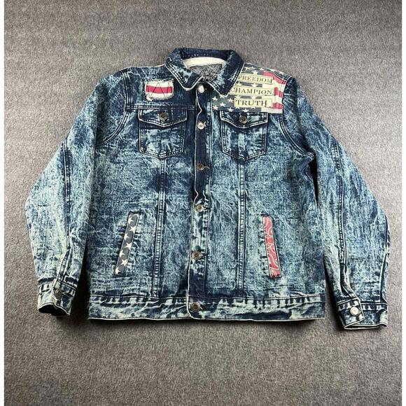 Other - Vintage 1738 Original Brand American Flag Denim Jacket Sz‎ Medium